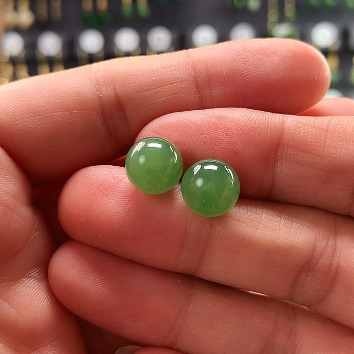 和田玉耳饰18K金镶嵌