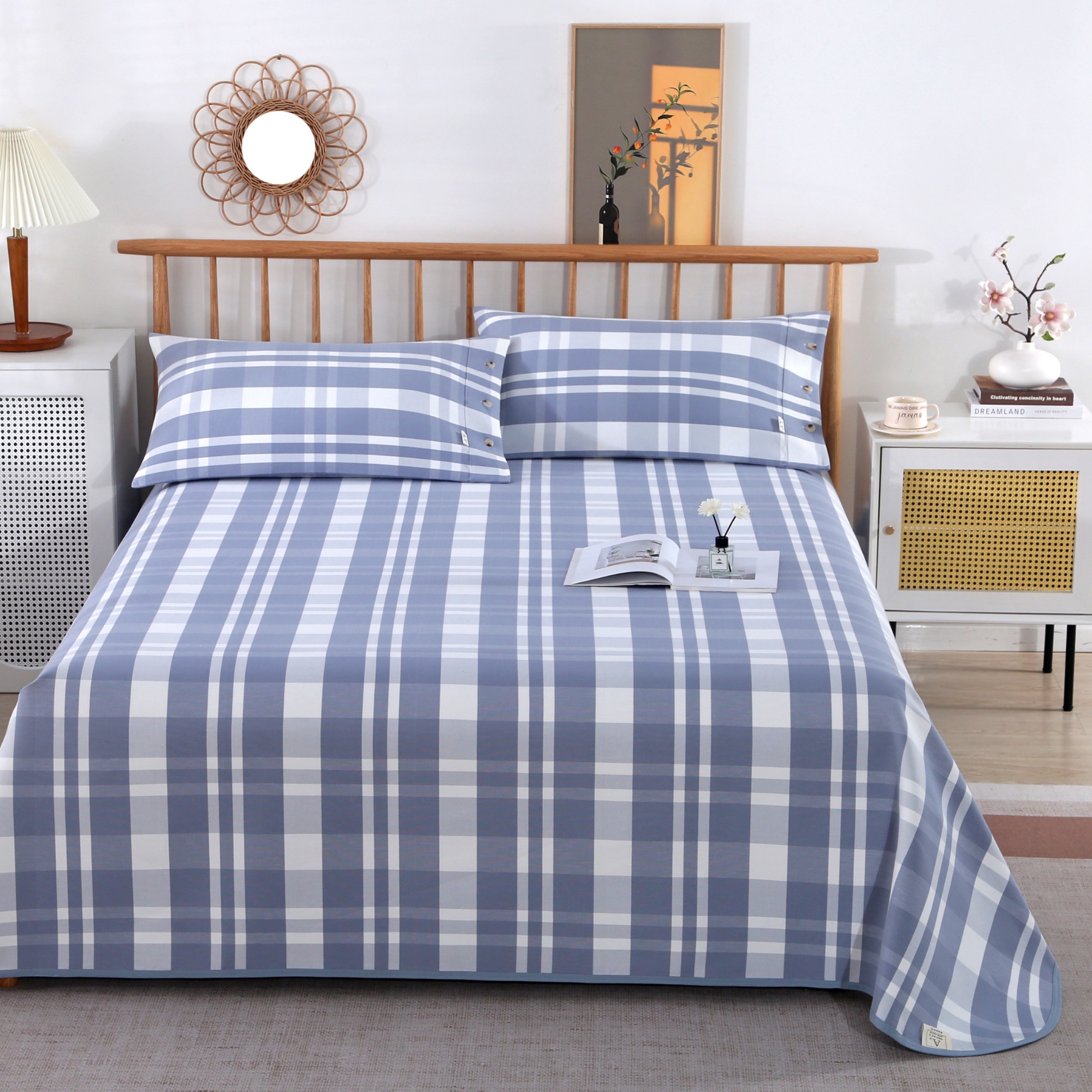 【无羽纺A类-5股特厚凉席】精梳简约风透气双面夏季床单吸汗老粗布