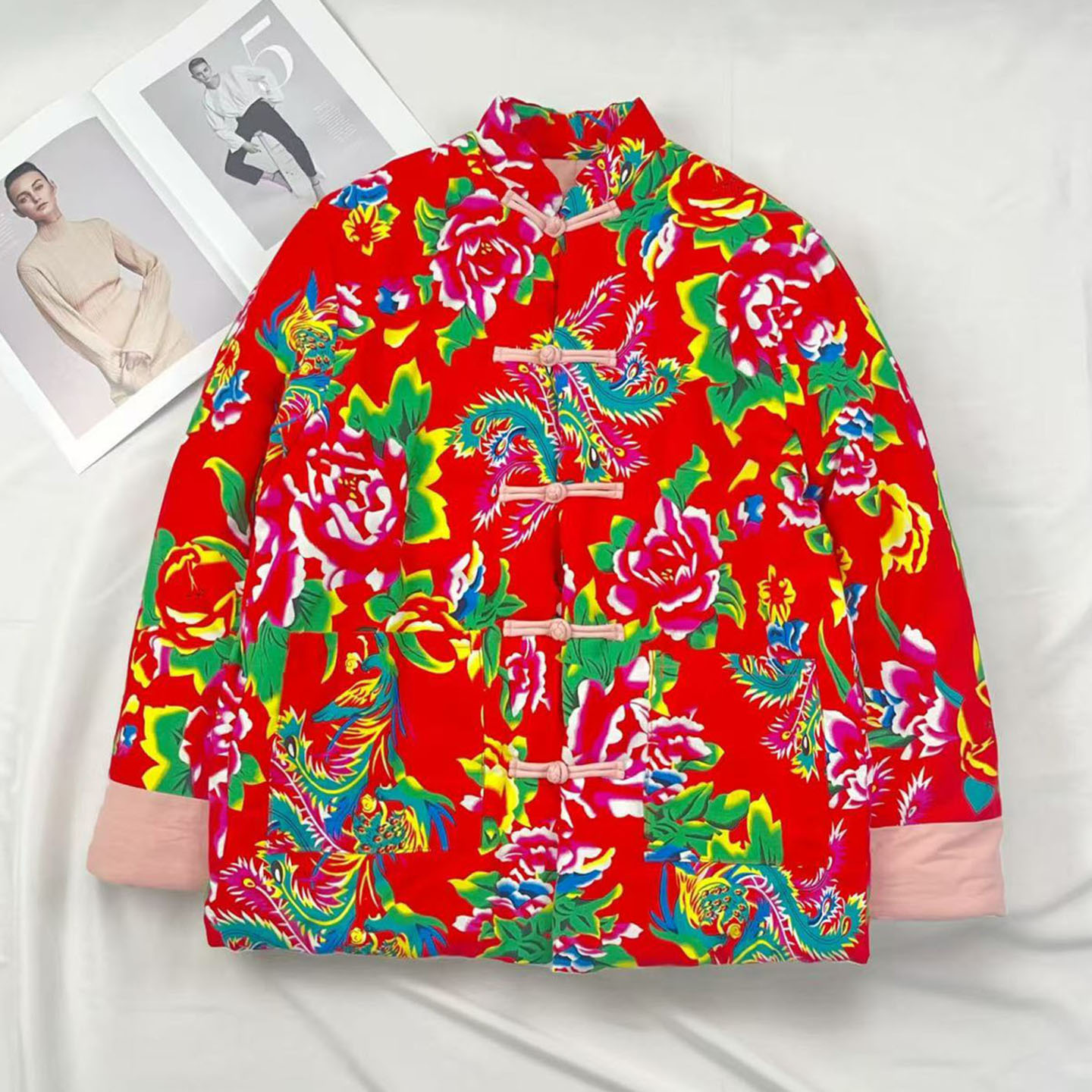 红红火火冬季花棉袄新款秋冬纯棉棉服加厚保暖抗寒棉衣外套