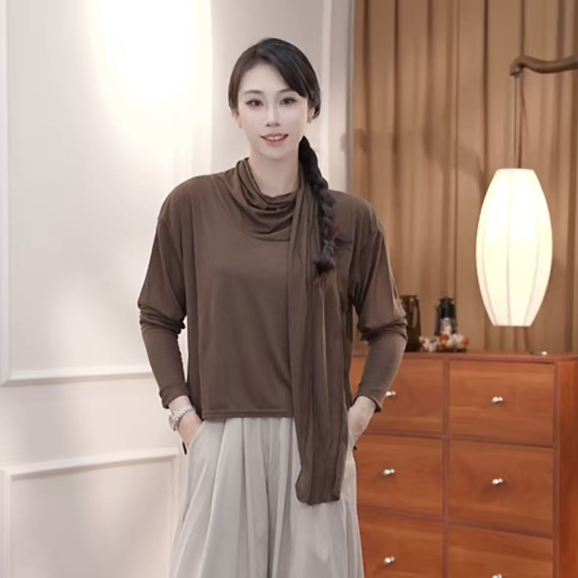097雲之意秋冬天丝棉飘带领现代舞练功服上衣舞蹈瑜伽普拉提