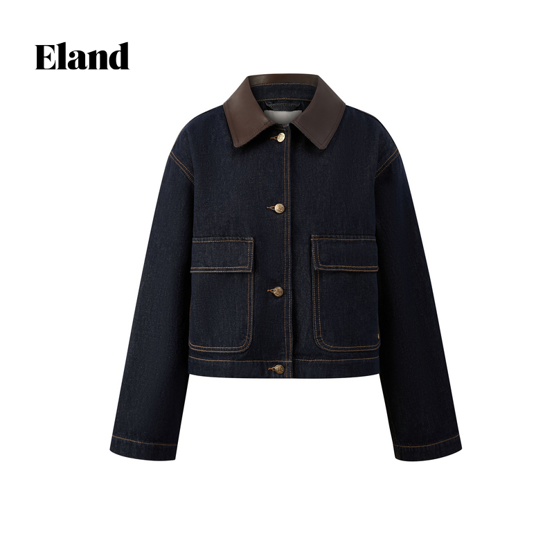 Eland衣恋短外套长袖通勤牛仔女装EEJJF49M02