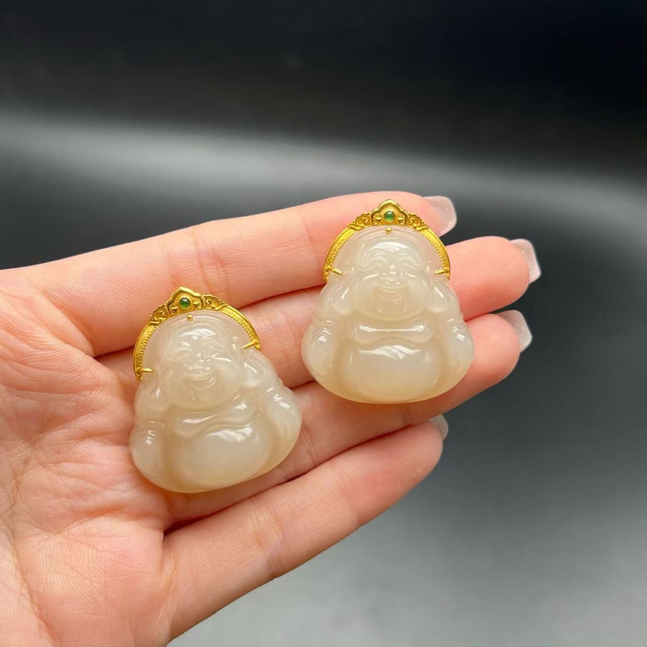 【北野珠宝】18K天然和田玉藕粉吊坠-B96H-159多样性发一29x29x12mm