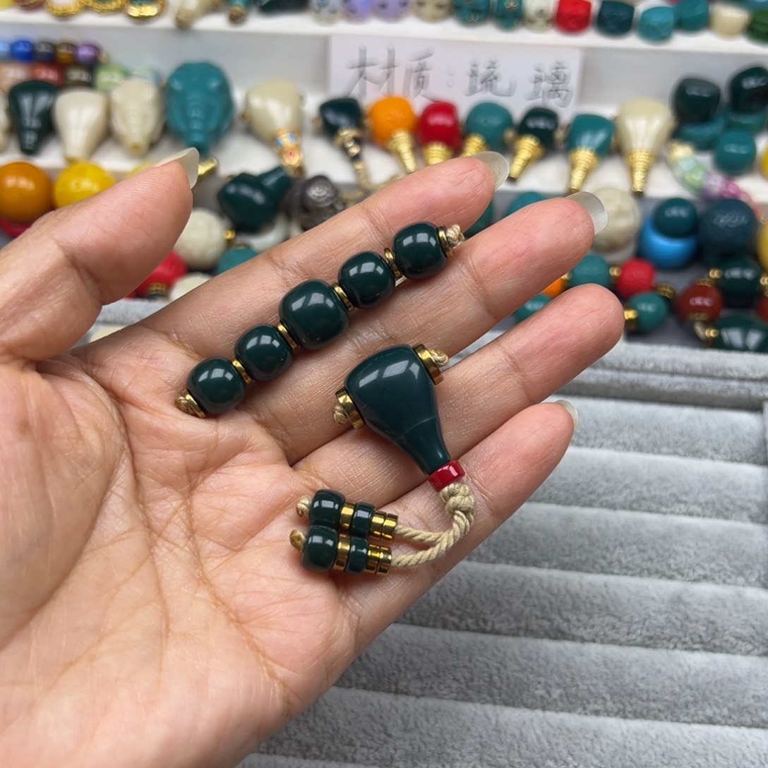 荒***@手工艺品琉璃卡10的5连珠➕14的三通套件