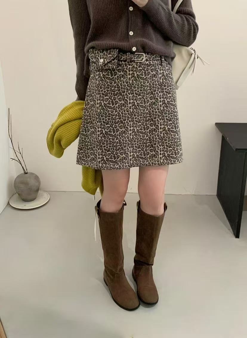 米古古 ACME #1056#福 美拉德格纹气质复古半身裙（腰围66 裙长39）