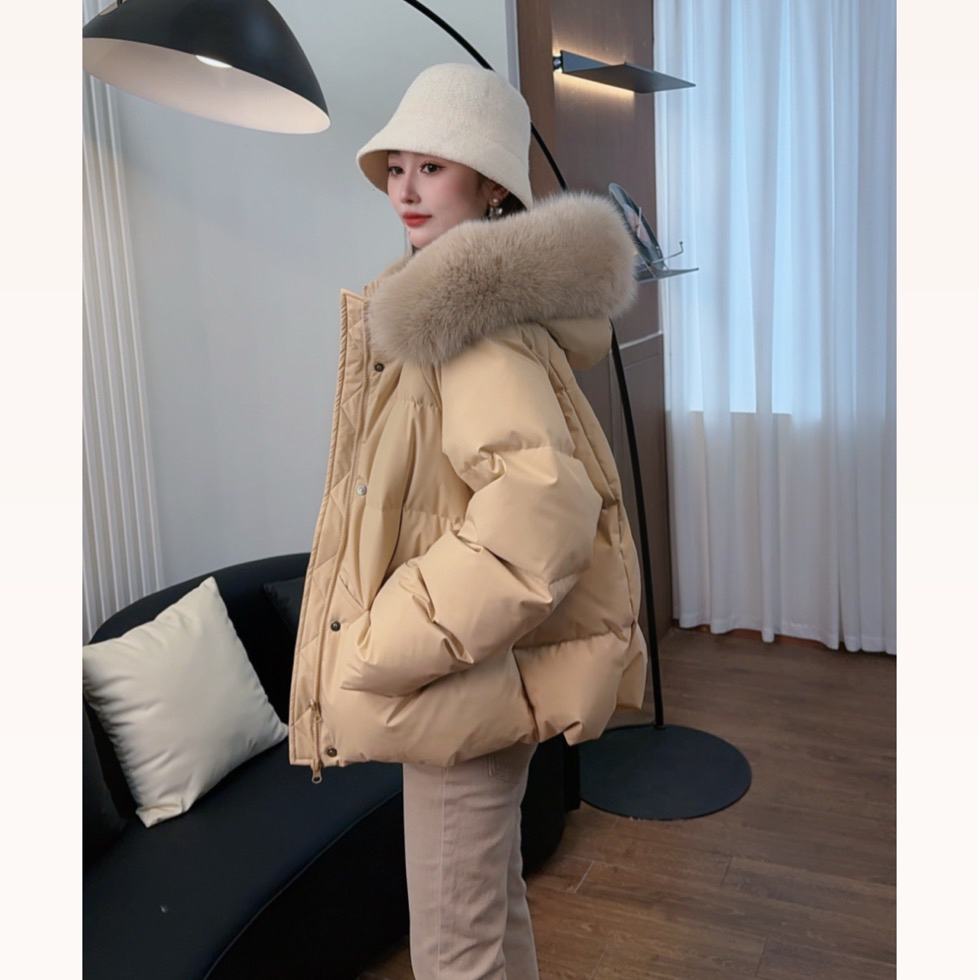 【大霏二店】顶奢三星90白鸭绒羽绒服短款小个子超好看大毛领羽绒服