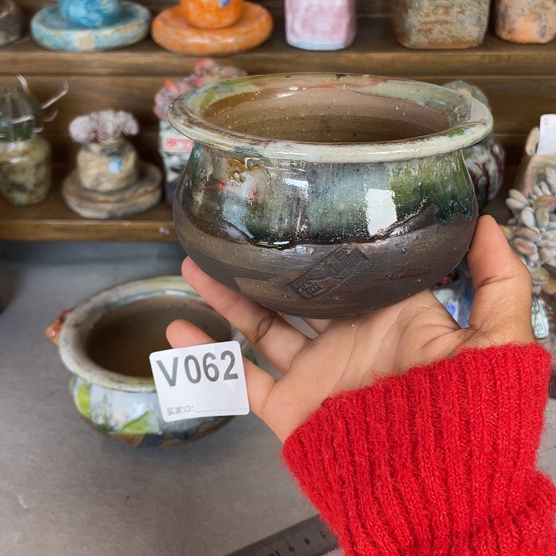 坛子姐花盆 油画色釉内口9左右 百搭