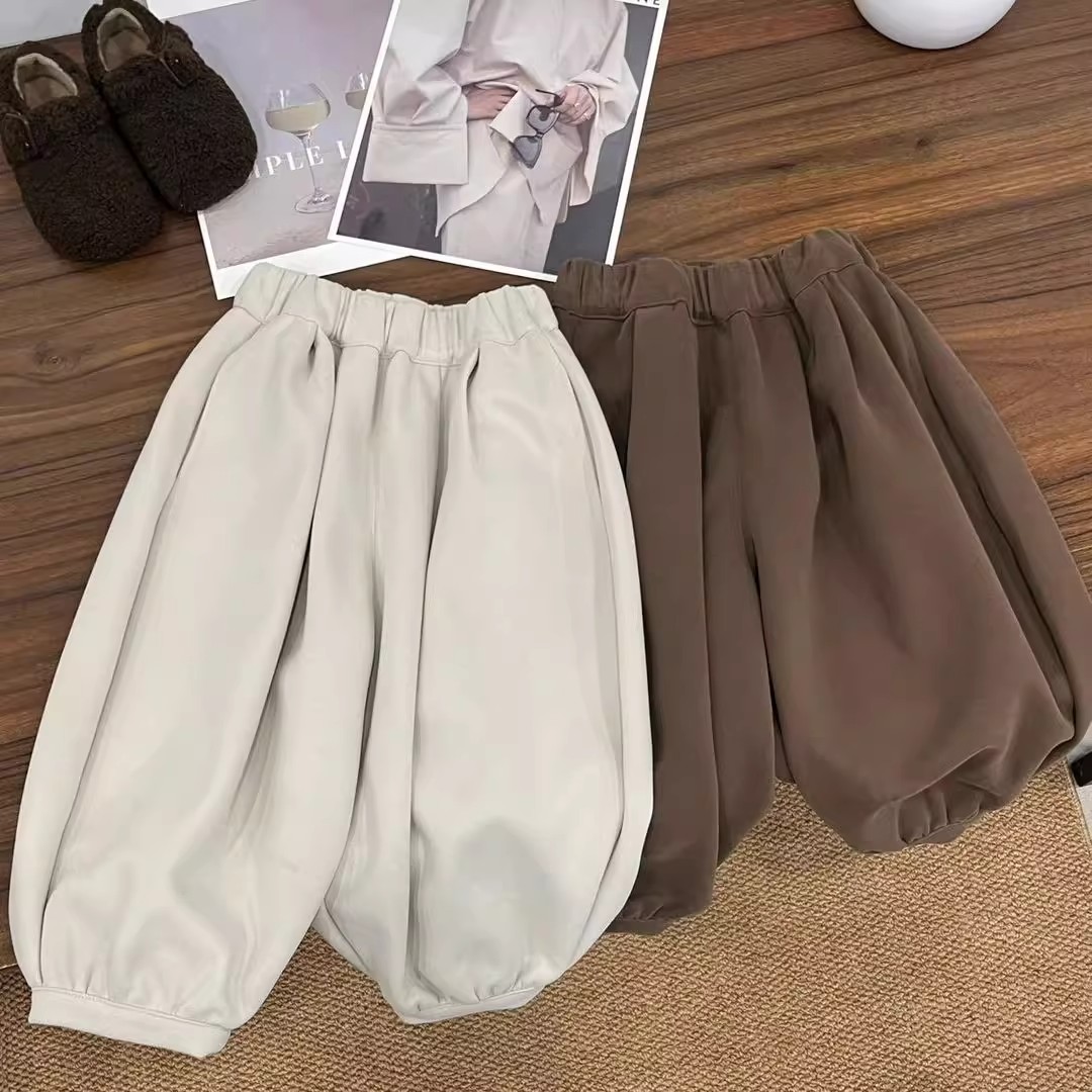 男女童加绒裤子秋冬款儿童一体绒卫裤男孩厚休闲裤宝宝冬季灯笼裤