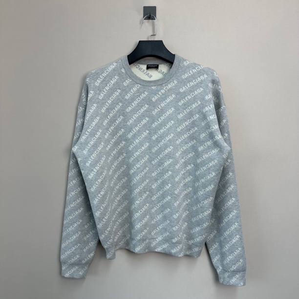 Balenciaga/巴黎世家新款灰色羊毛弹幕毛衣/M码/98新/价11500