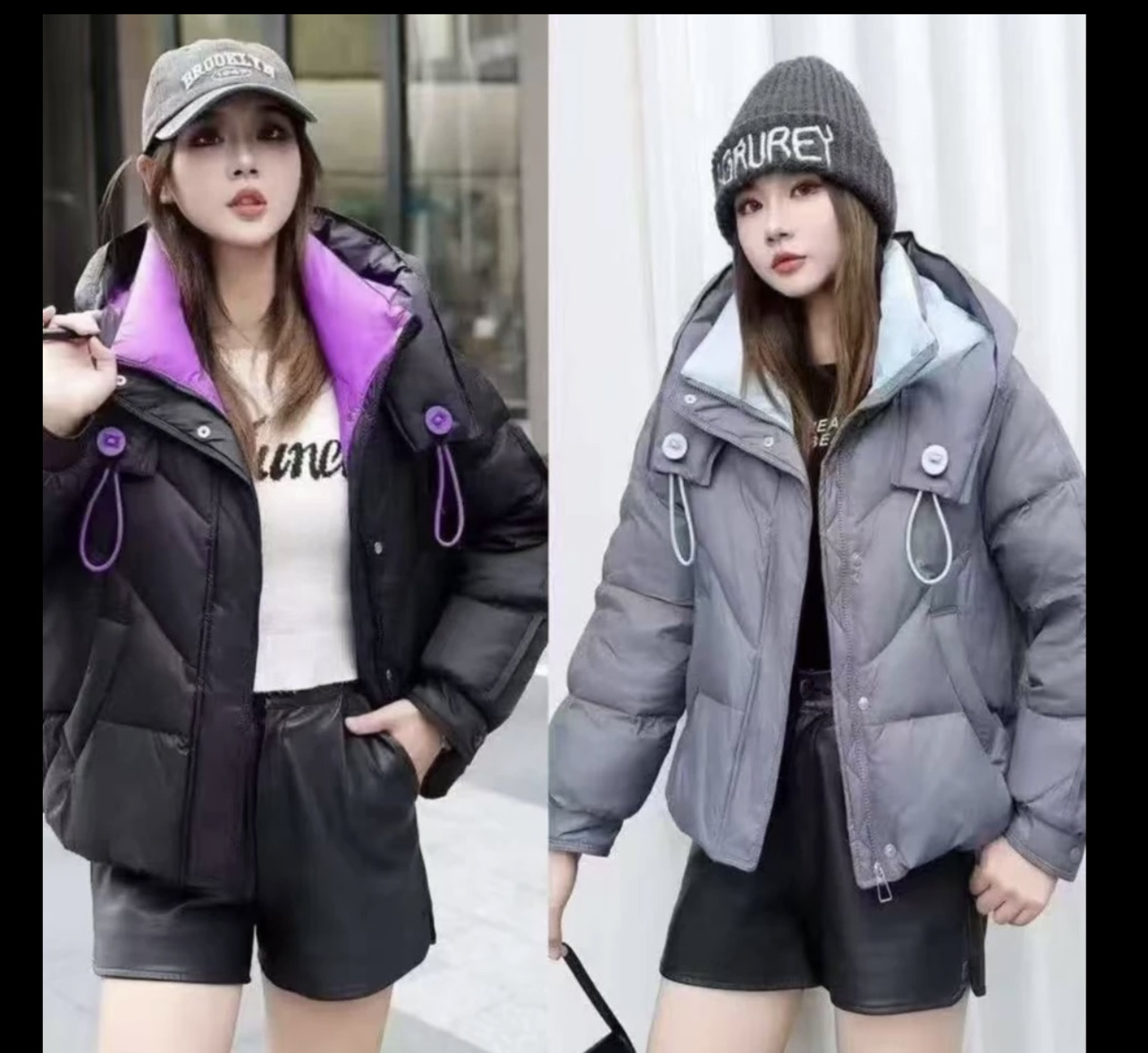 常规短款拉链连帽插肩袖女立领女装秋冬休闲