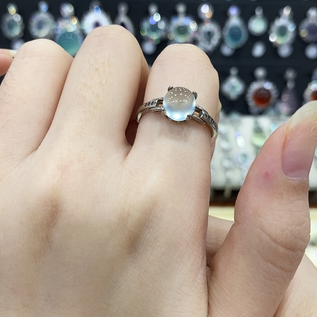 蛇纹石玉银S925镶嵌戒指