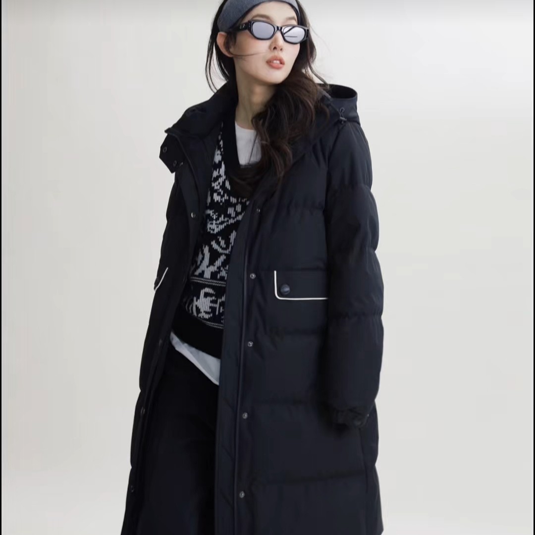 MASIENDI/玛丝恩迪防风面料长款厚款明线设计运动风羽绒服430505