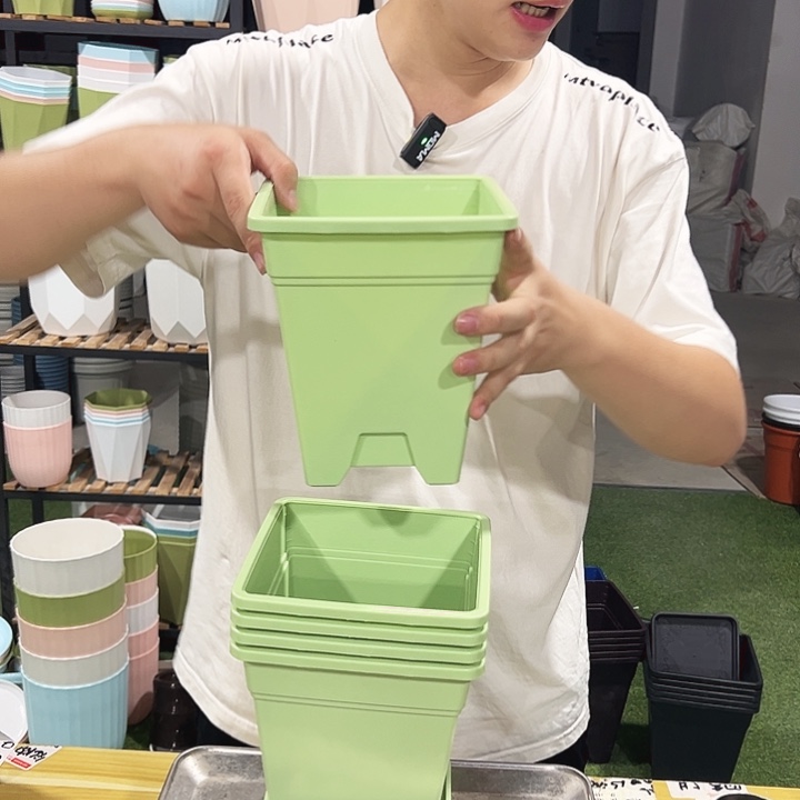 正品方盆口16高18果绿色5只带托