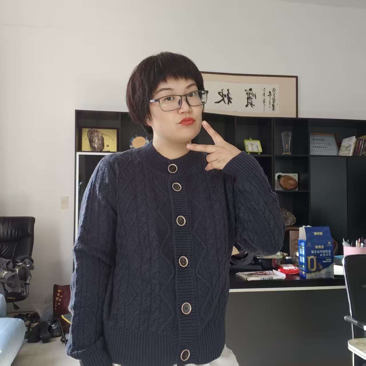 女士提花100全羊毛百搭开衫气质款