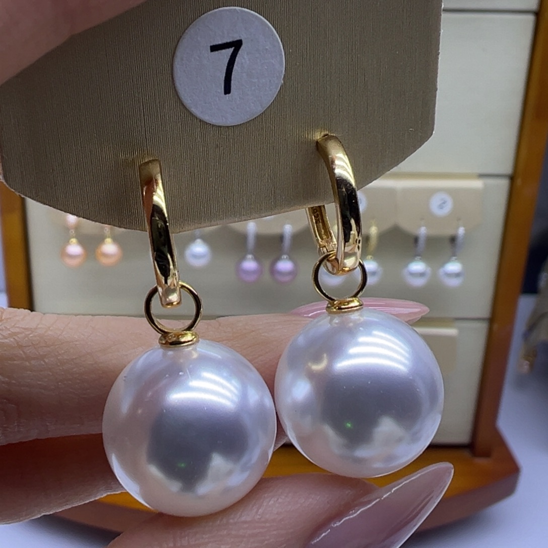 淡水珍珠银S925镶嵌耳饰