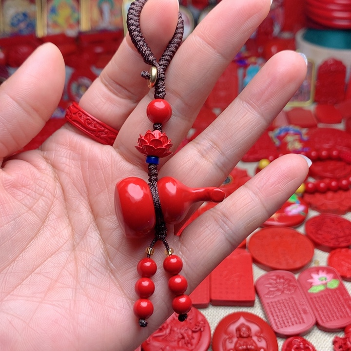 天然辰砂工艺品朱砂钥匙扣