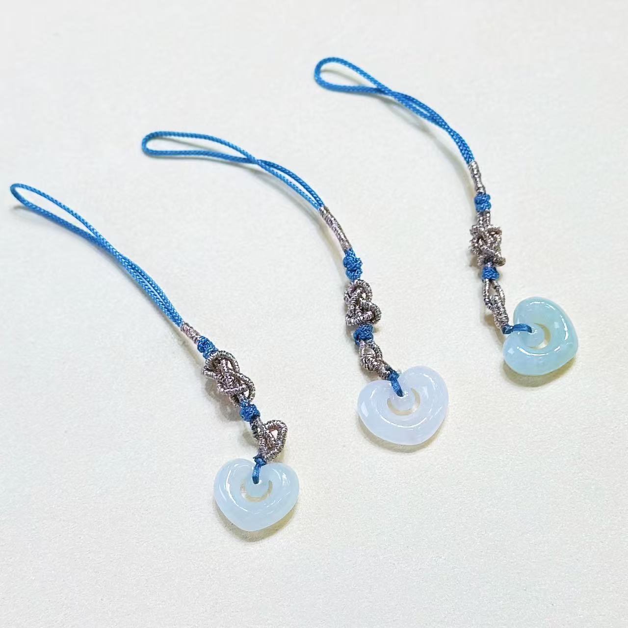 【木木情人节专属】天然缅甸A货翡翠心形手机挂CYX49-C21483