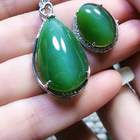 和田玉银S925镶嵌戒指