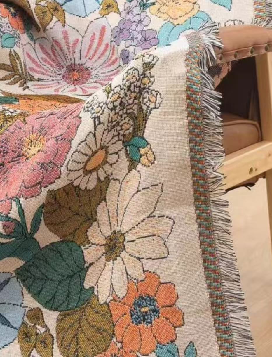 牵牛花180*80  孤品  沙发巾 四季通用款