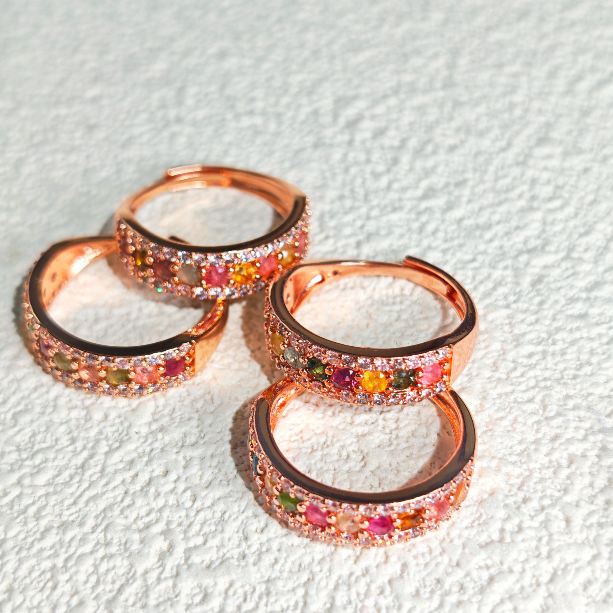 简约时尚 天然镶嵌彩虹碧玺戒指 多样性发其一 B104