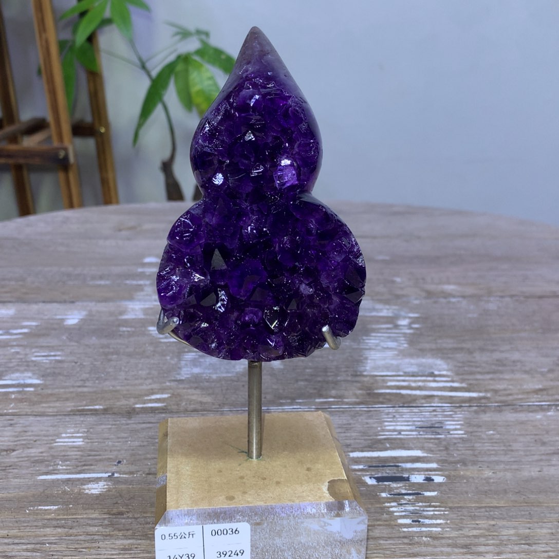 未镶嵌大型摆件（非配饰）紫晶全抛光帝紫葫芦