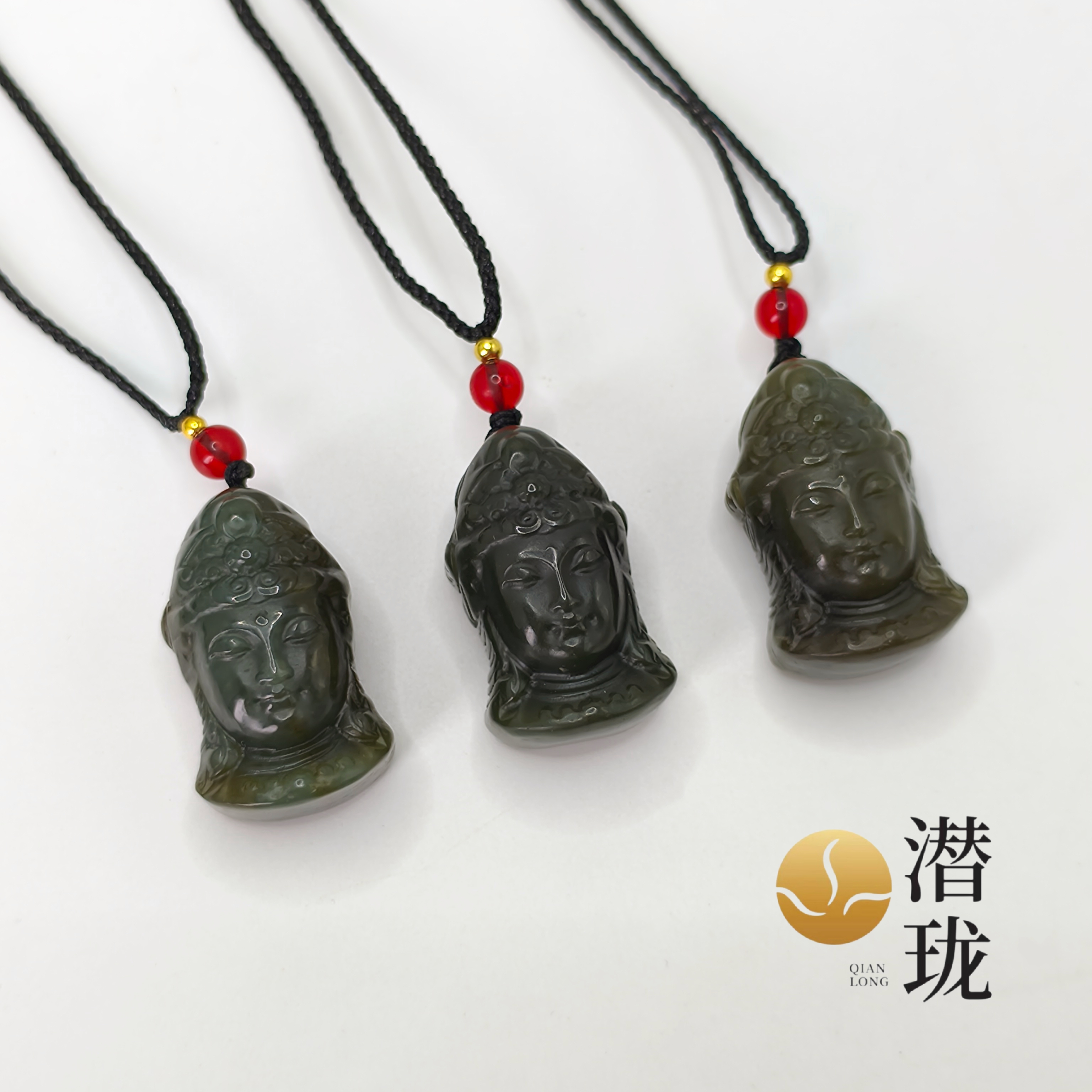 【潜珑】dm-2880和田玉且末料观音头吊坠45*20mm多样性拍一发一