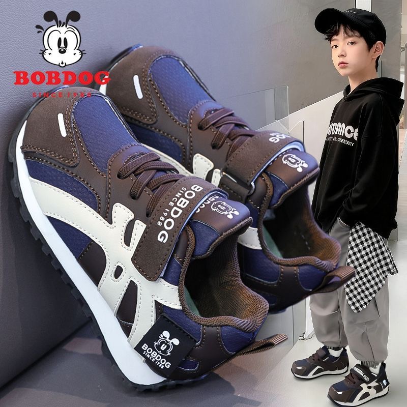 巴布豆2025秋季新款男童软底皮面爆款阿甘鞋女孩鞋时尚百搭童鞋