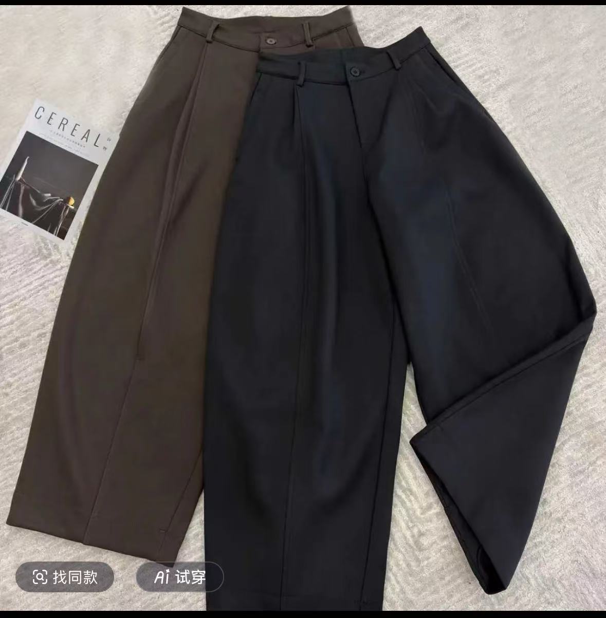 2025秋冬新品时尚百搭纯色加绒保暖气球裤休闲显瘦洋气女士裤5840