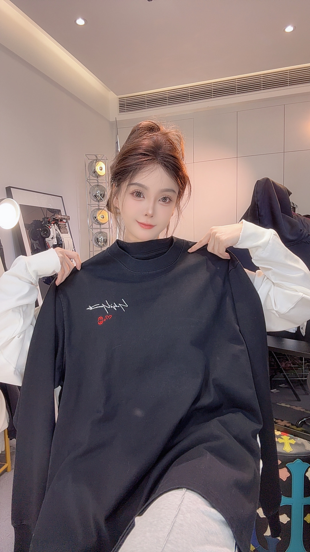 钱老板【3苯】男女同款情侣款刺绣时尚百搭长袖