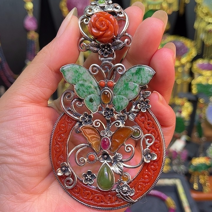 银S925镶嵌吊坠(不含链)红宝石