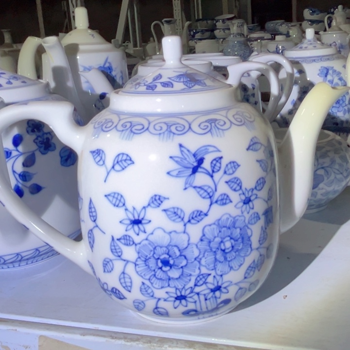 盘手绘微瑕茶壶陶瓷