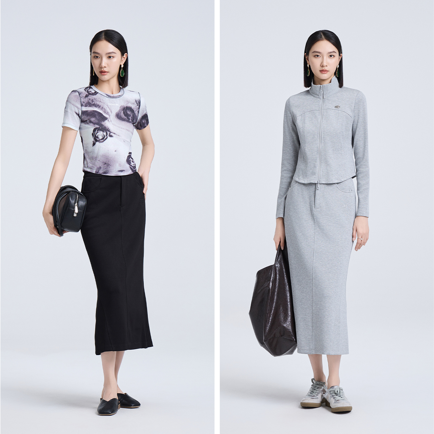 2025秋季休闲时尚半身裙显瘦开叉通勤气质百搭7A807