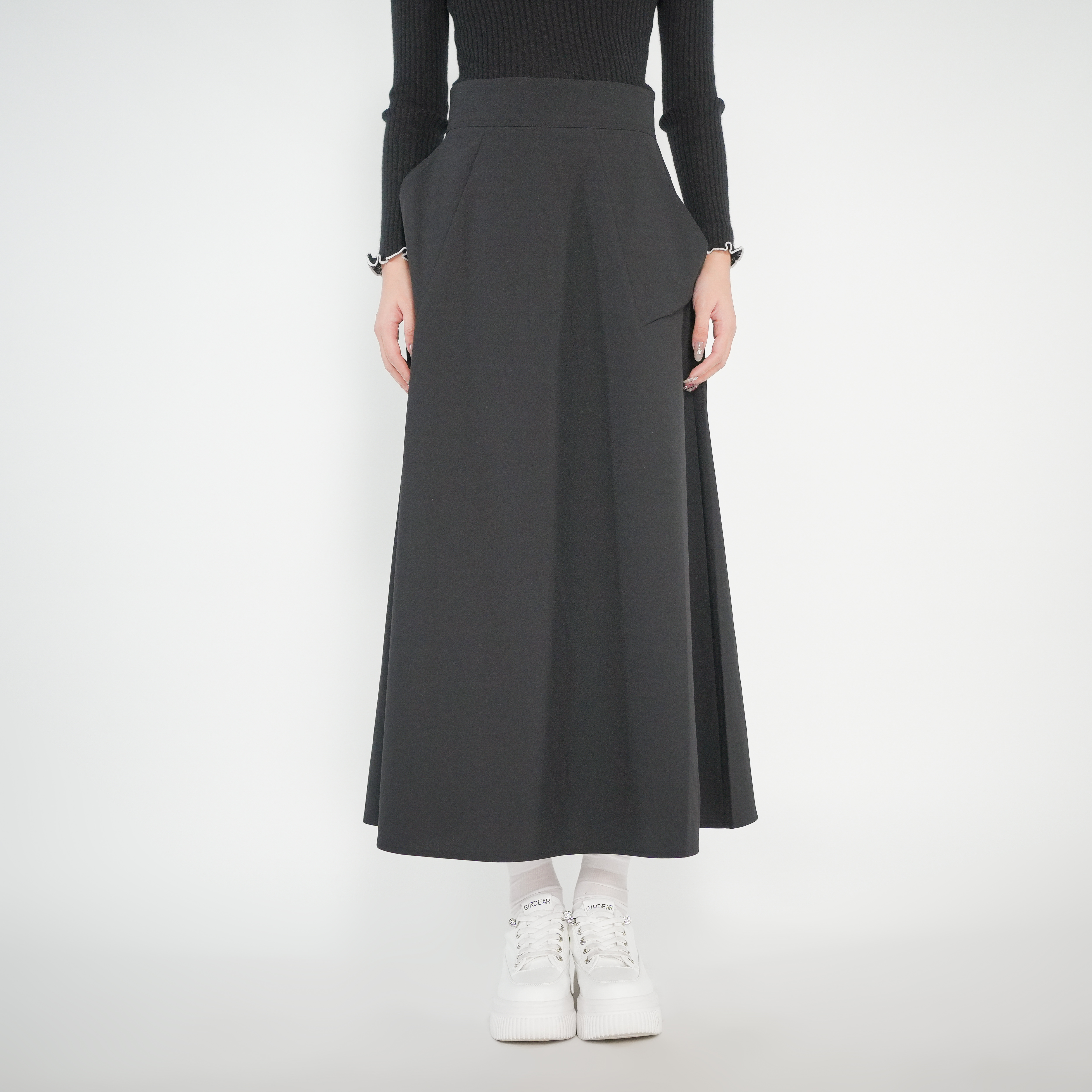  AMASS/阿玛施新款高级优雅显瘦气质中长款复古A摆半身裙520044