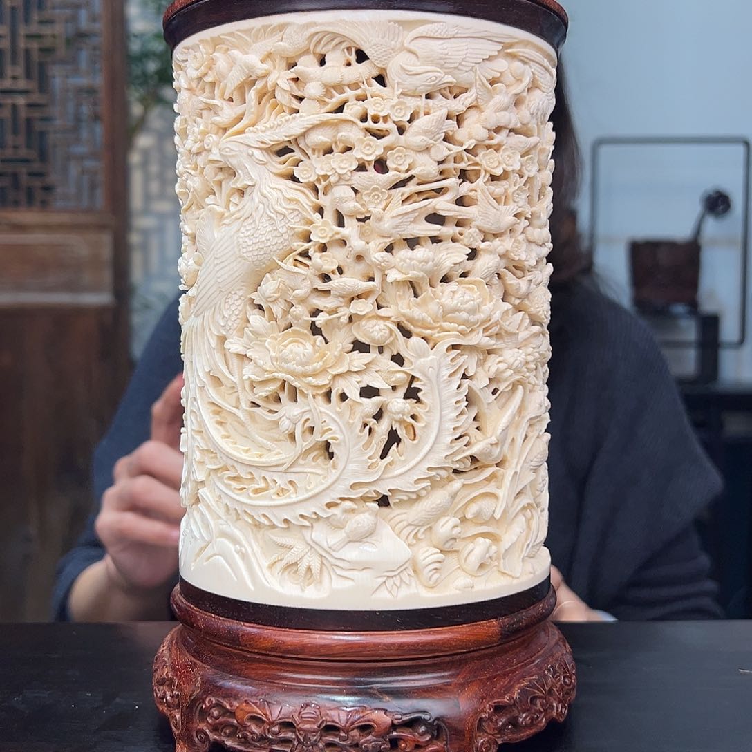 竹o***o雕刻百鸟朝凤香炉