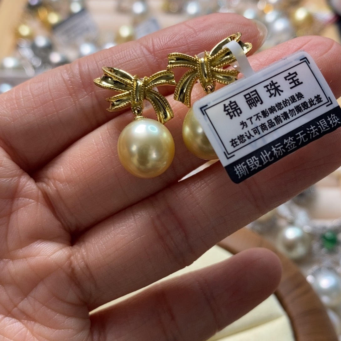 海水珍珠耳饰银S925镶嵌
