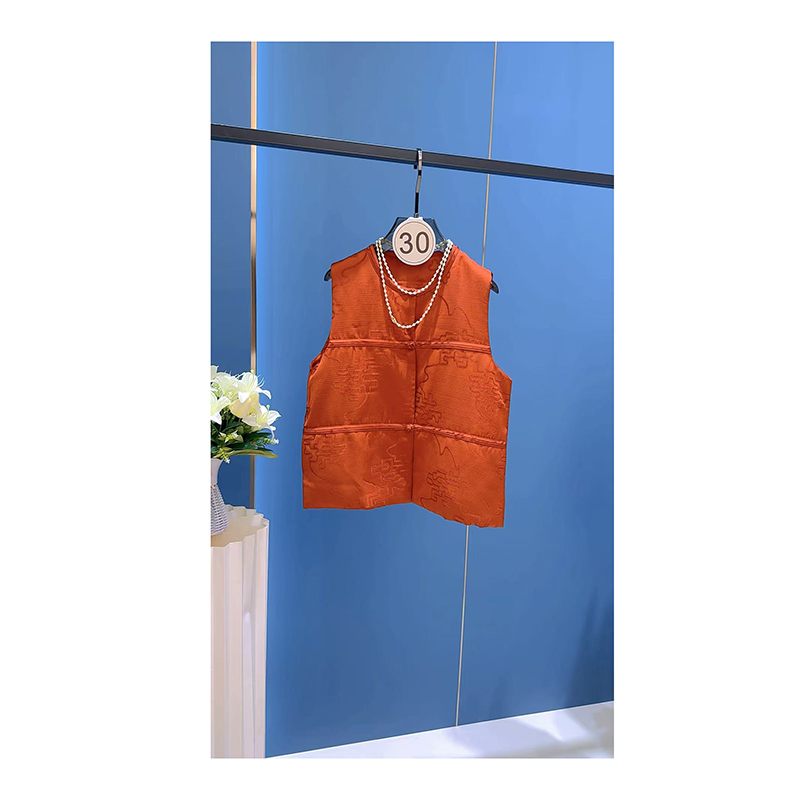 【欧阳赤焰】设计师橘色中国风常规红色时尚马甲