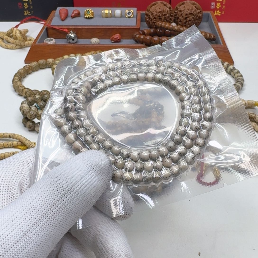 星月菩提手串33创世糯冰绿半壁6左右鼓珠108