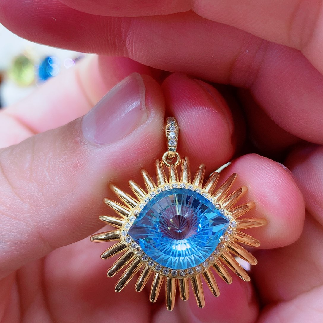 颈饰托帕石银S925镶嵌