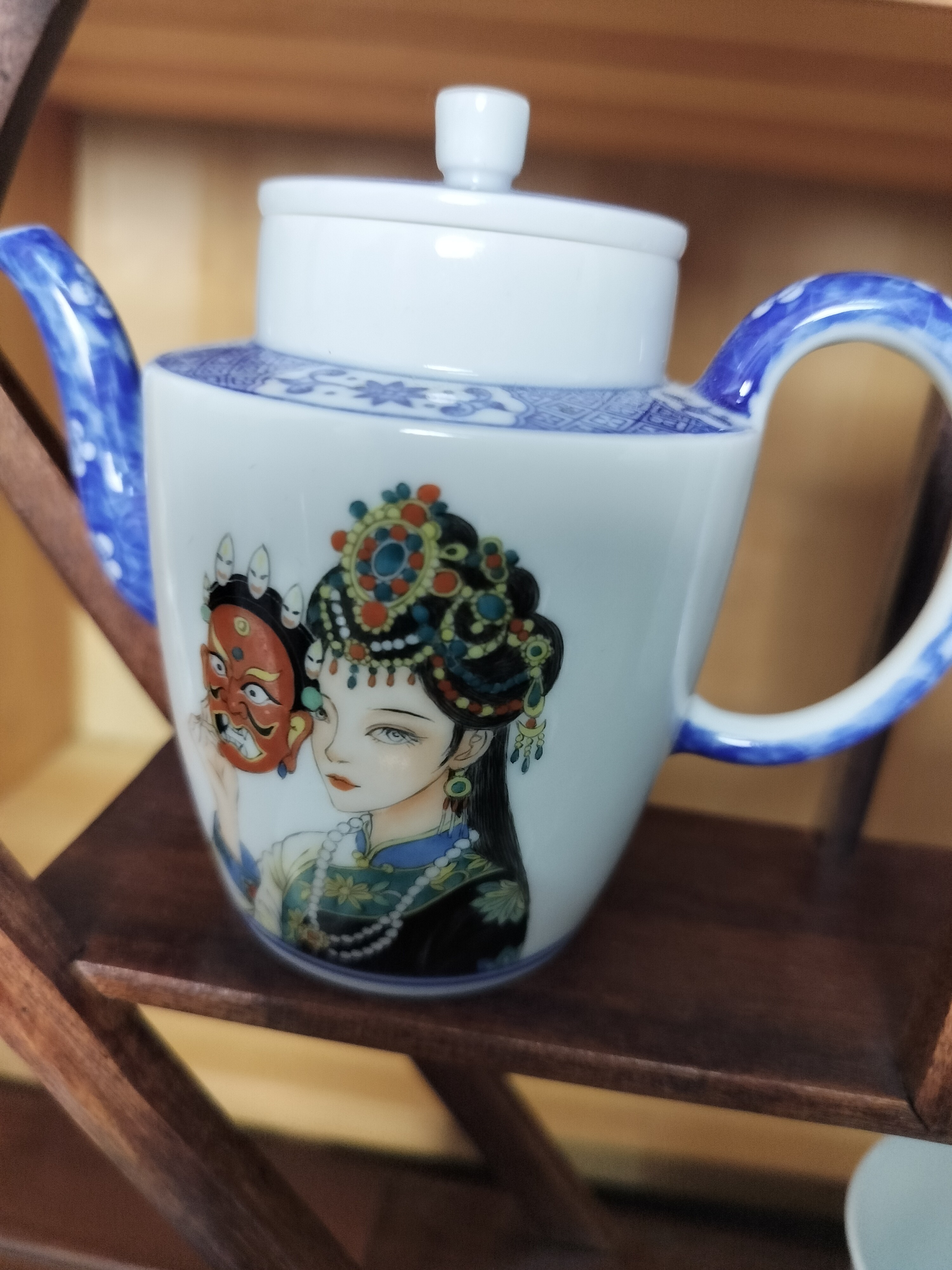 茶壶泡茶景德镇青花釉下彩家用单个中式复古怀旧大容量陶瓷凉茶壶