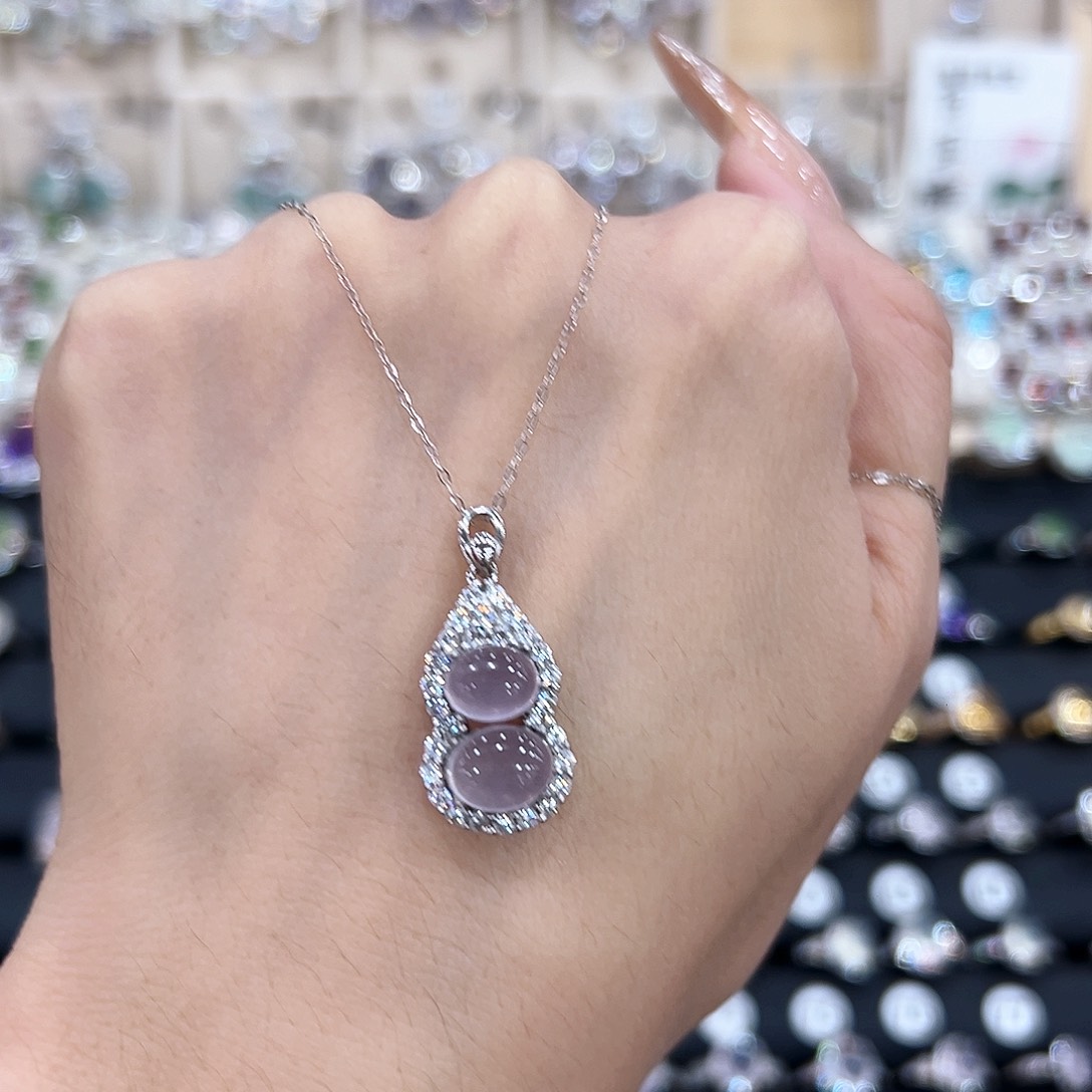 秀***北萤石银S925镶嵌吊坠