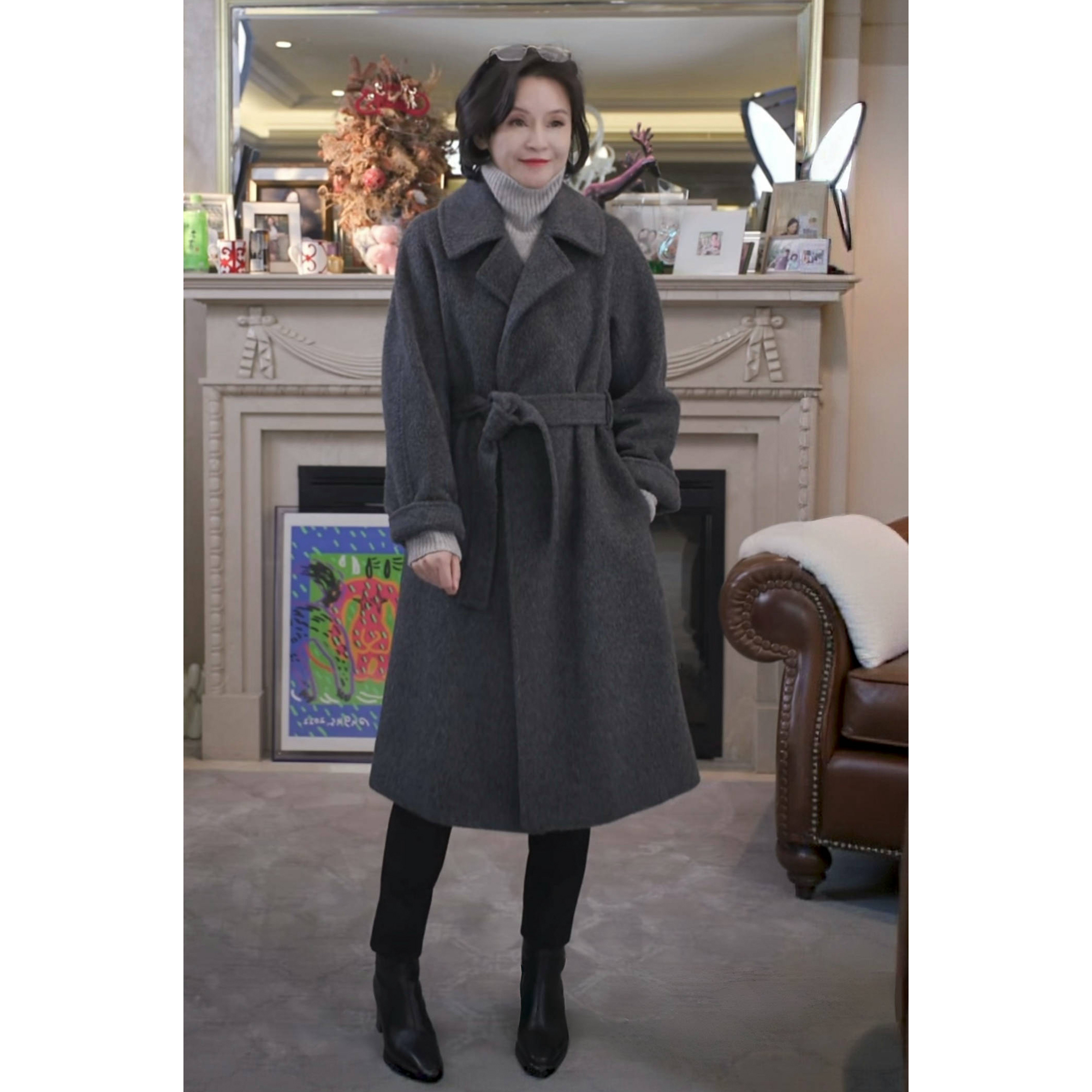 我是摩羯 苏力大衣 绵羊毛羊驼毛腰部系带秋冬外套