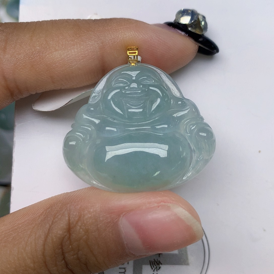 颈饰18K金镶嵌翡翠天然翡翠