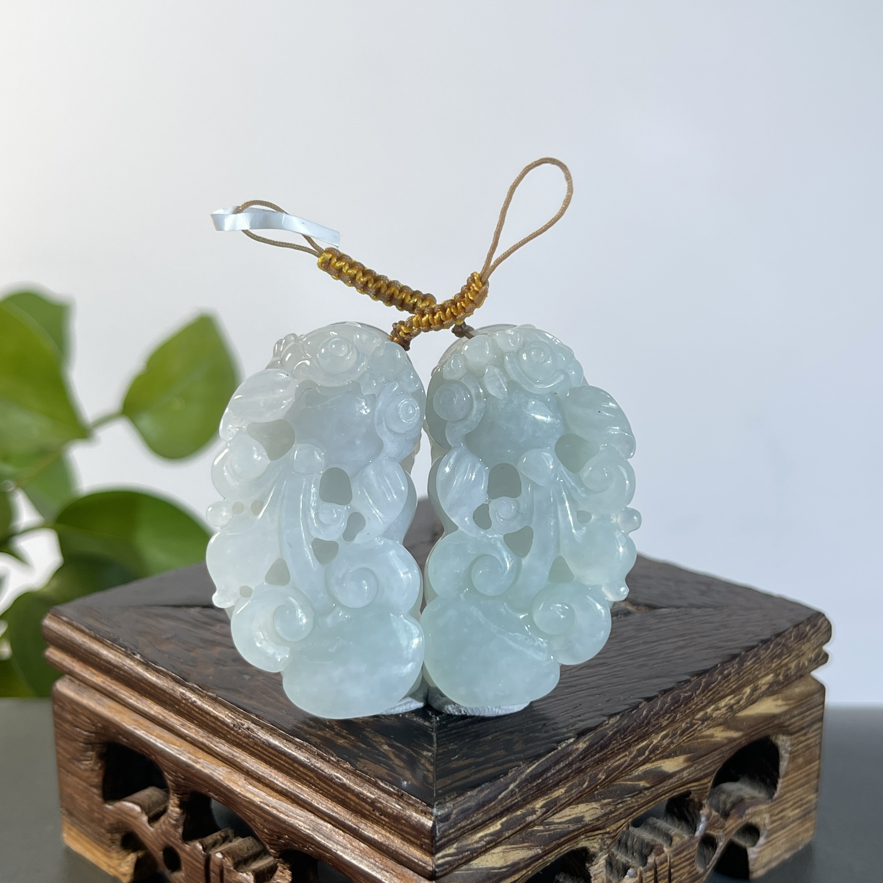 JSW01-103 天然缅甸A货翡翠 貔貅一对