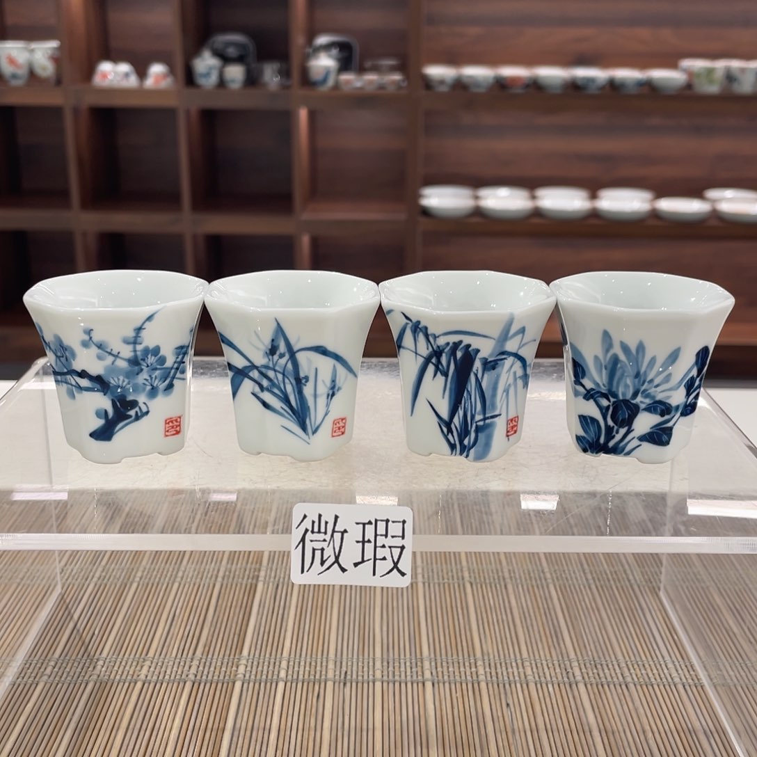 釉下手绘茶具微瑕