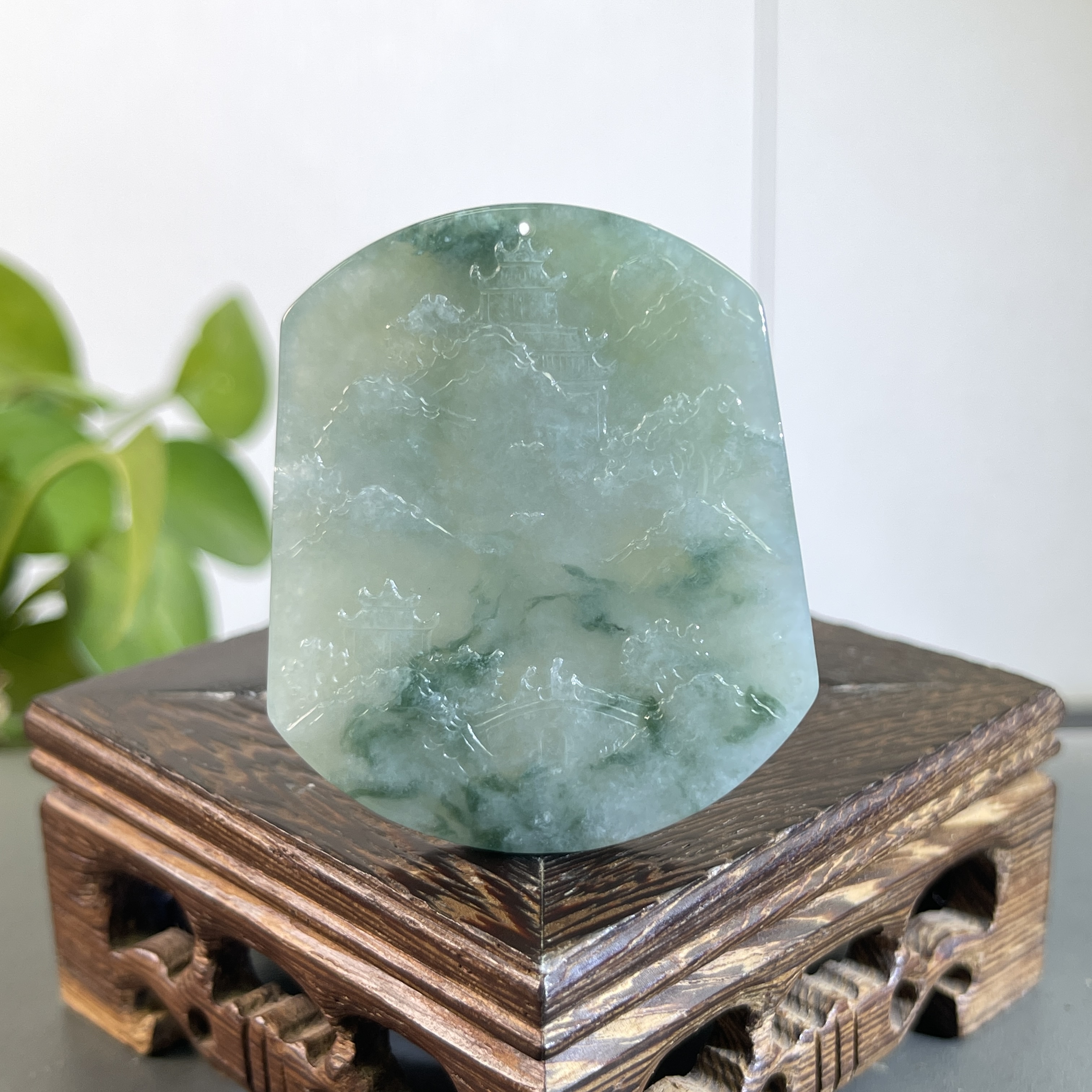 JSB02-94 天然缅甸A货翡翠 山水牌