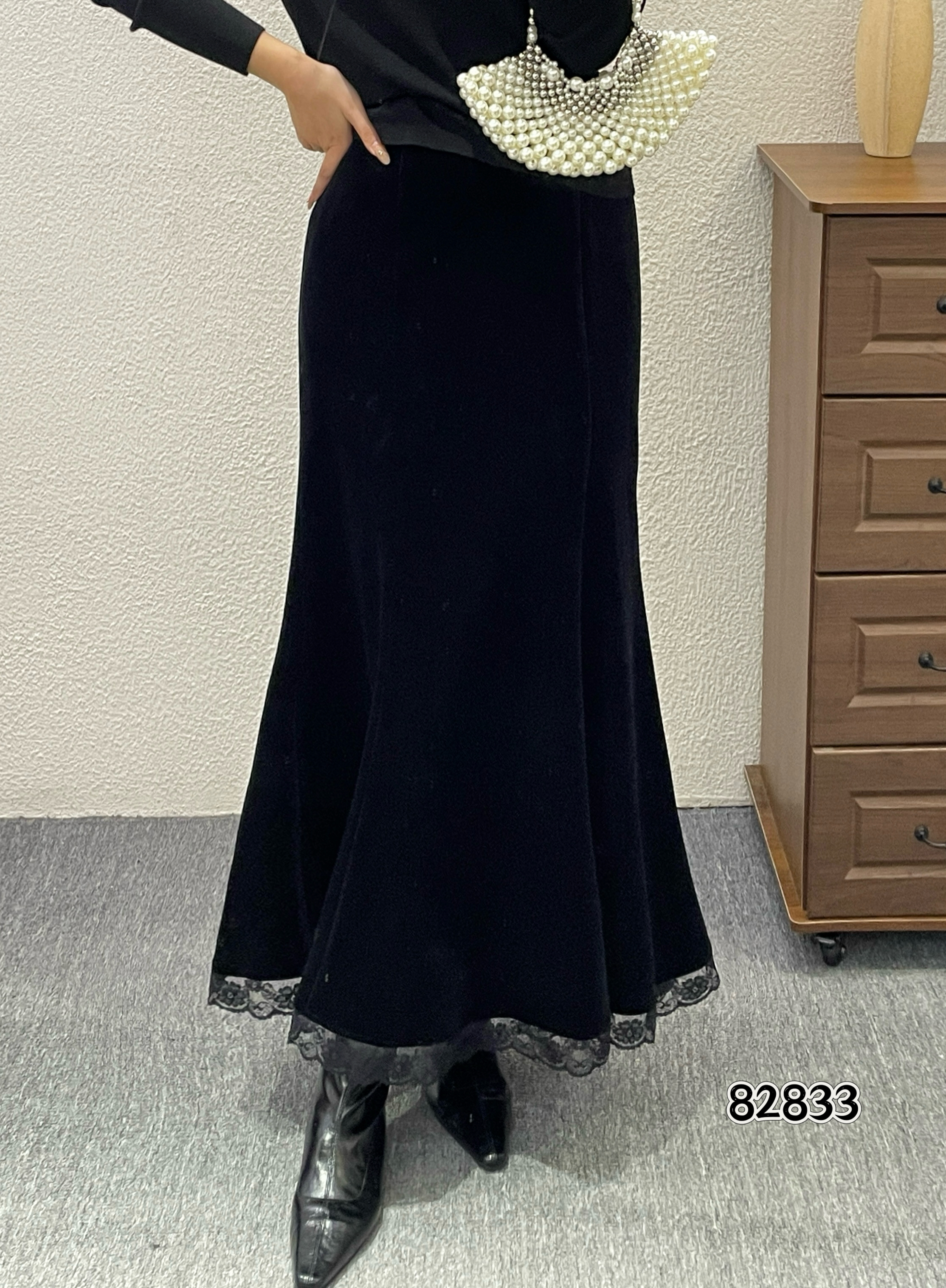 82833包臀裙性感风鱼尾裙不褪色半身裙开叉黑色女装秋冬