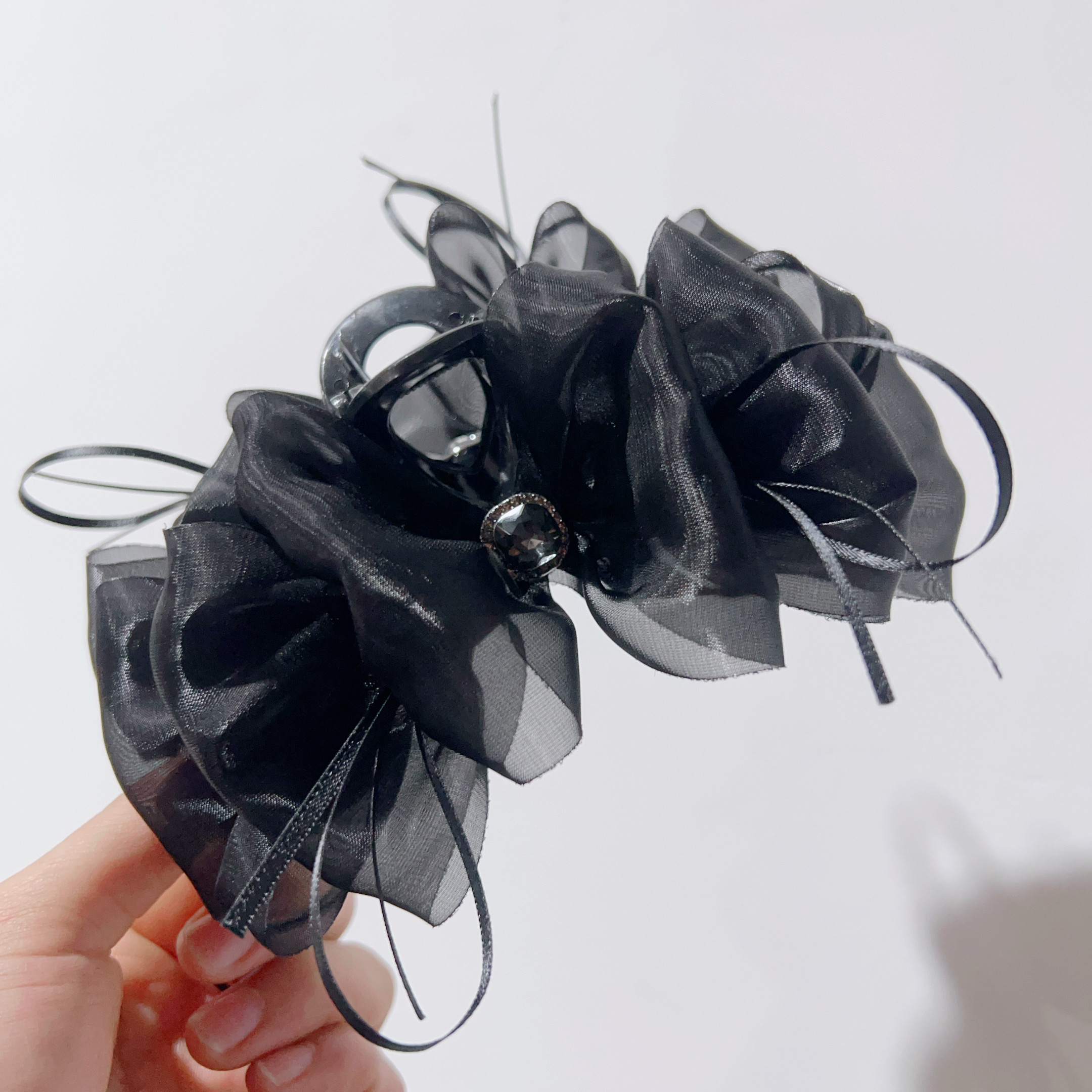 黑色蝴蝶结发卡高端发夹盘发夹子新款后脑勺大号鲨鱼抓夹发饰2277