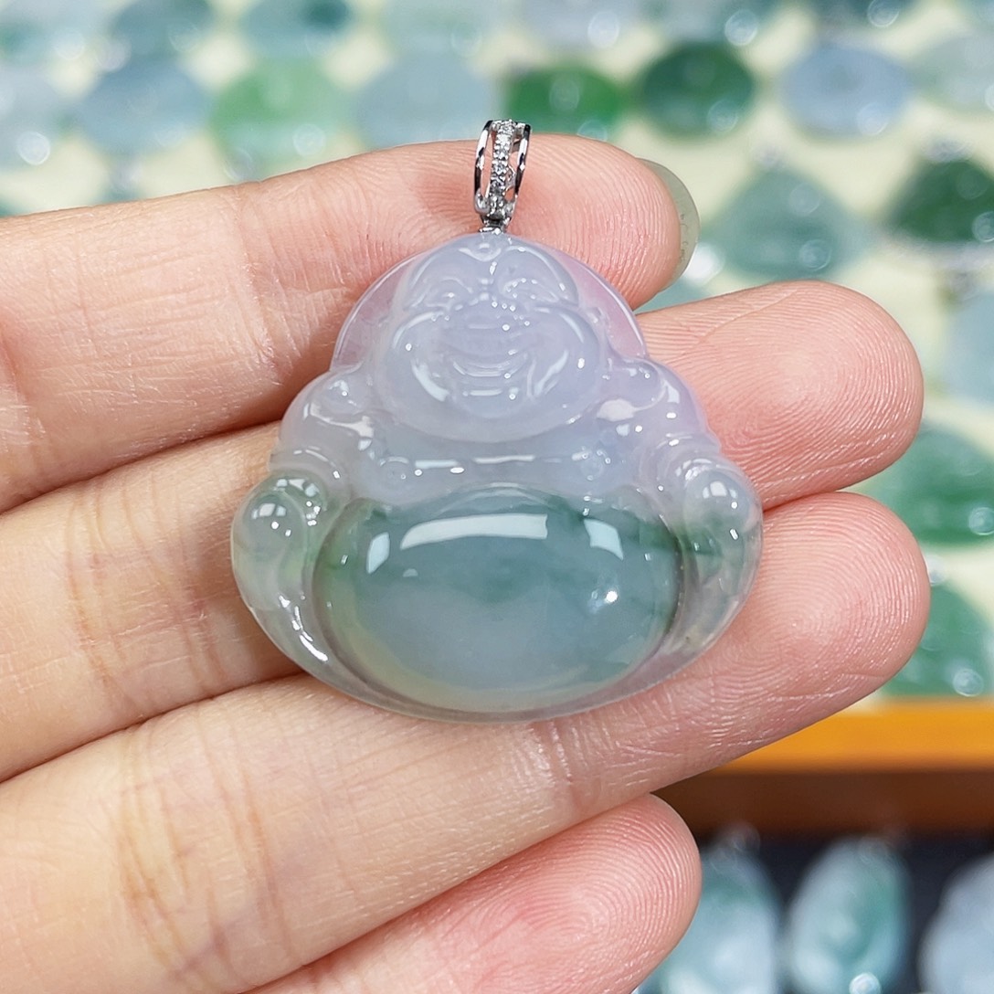 翡翠颈饰18K金镶嵌吊坠