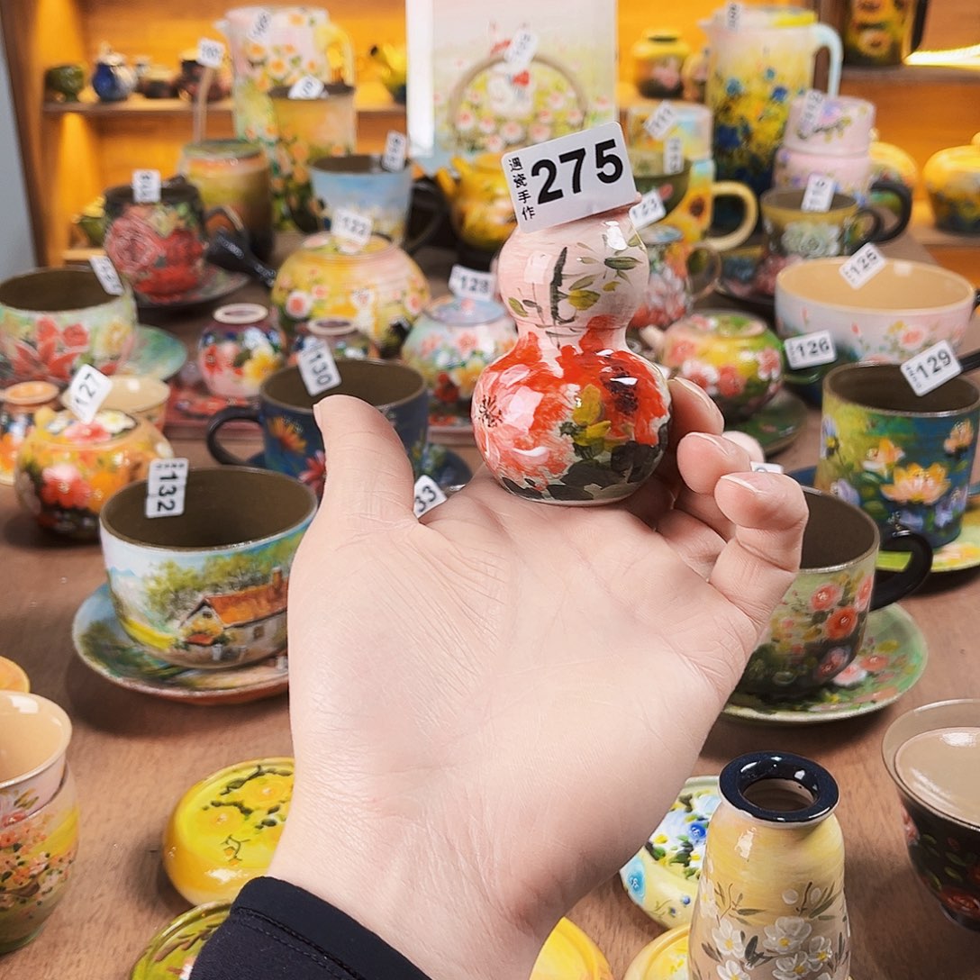 杯纯纯油画风花瓶