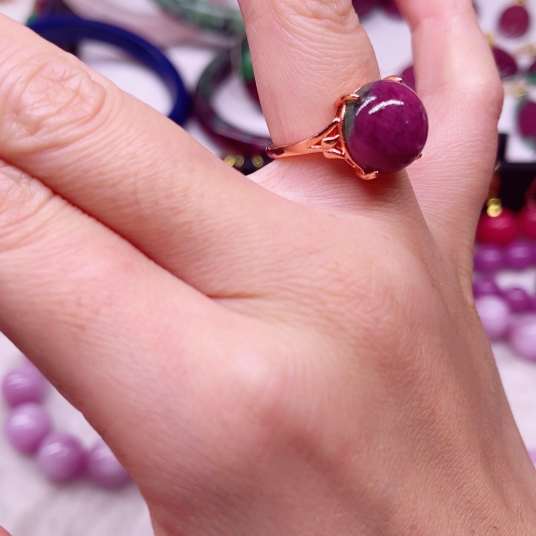 红宝石戒指银S925镶嵌