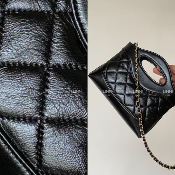 LINNI进口羊皮｜奶奶进口油蜡羊皮31bag横版菱格链条斜挎包
